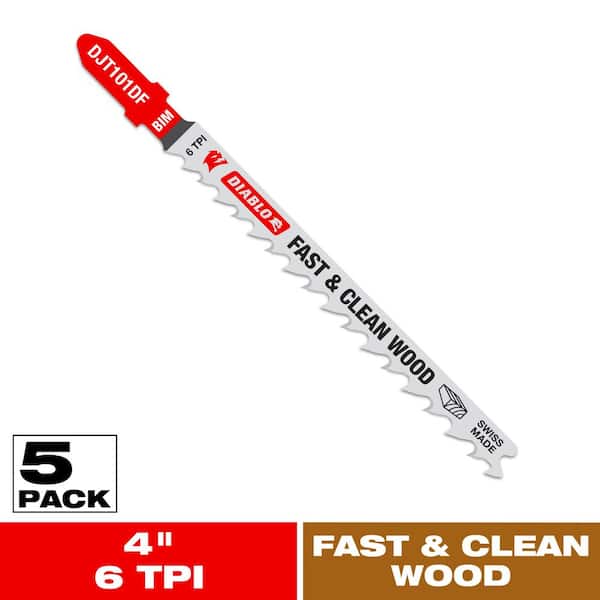 4 in. x 6 TPI Fast and Wood Bi-Metal Jigsaw Blade (5-Pack)