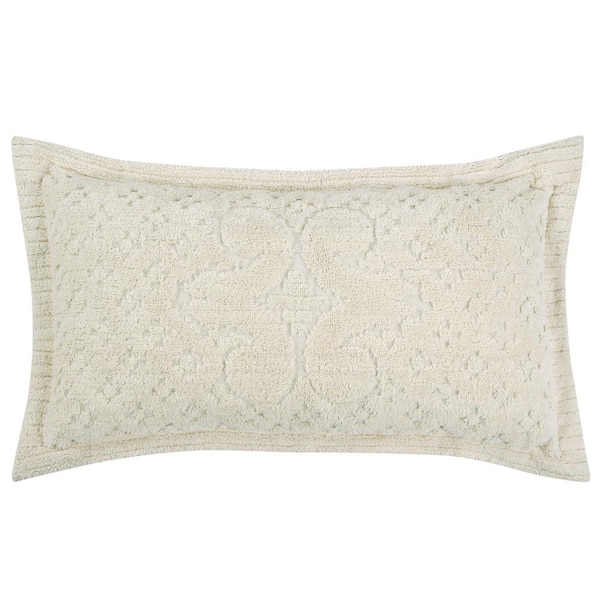 Better Trends Ashton Collection in Medallion Design Ivory King 100% Cotton Tufted Chenille Sham