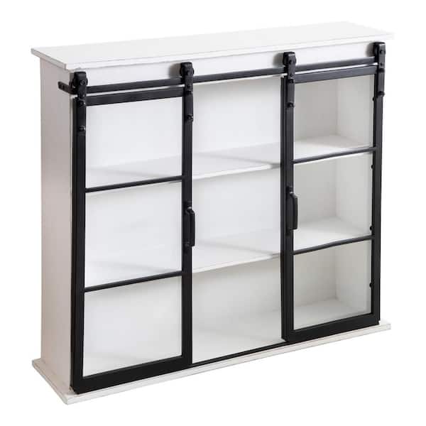 Barnhardt 8 in. x 30 in. x 28 in. White Wood Floating Decorative Cubby Wall Shelf With Brackets