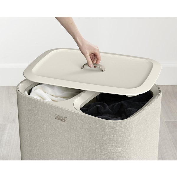 Joseph Joseph Tota 90-litre Laundry Separation Basket with lid, 2 Removable  Washing Bags with Handles - Carbon Black