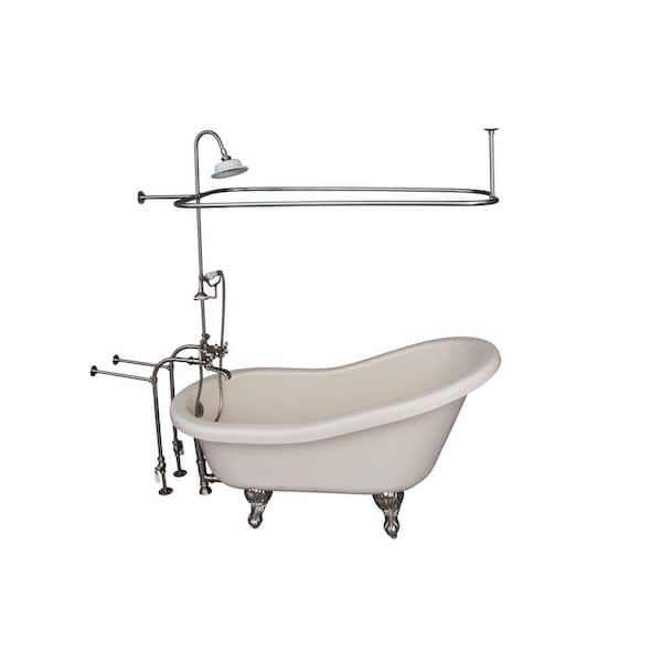 Barclay Products 5 ft. Acrylic Ball and Claw Feet Slipper Tub in Bisque with Brushed Nickel Accessories