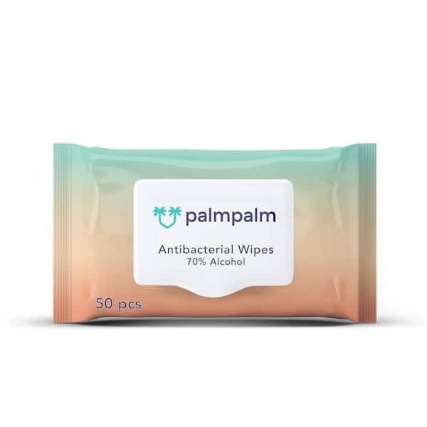 palmpalm Antibacterial Alcohol Wipes (50-Pack)