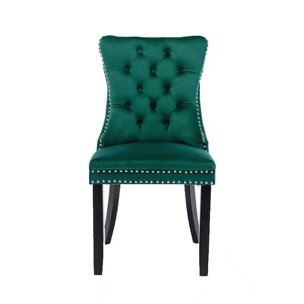 37.5 in. Green High Back Wood with Button Tufted Decoration Bar Stool ...