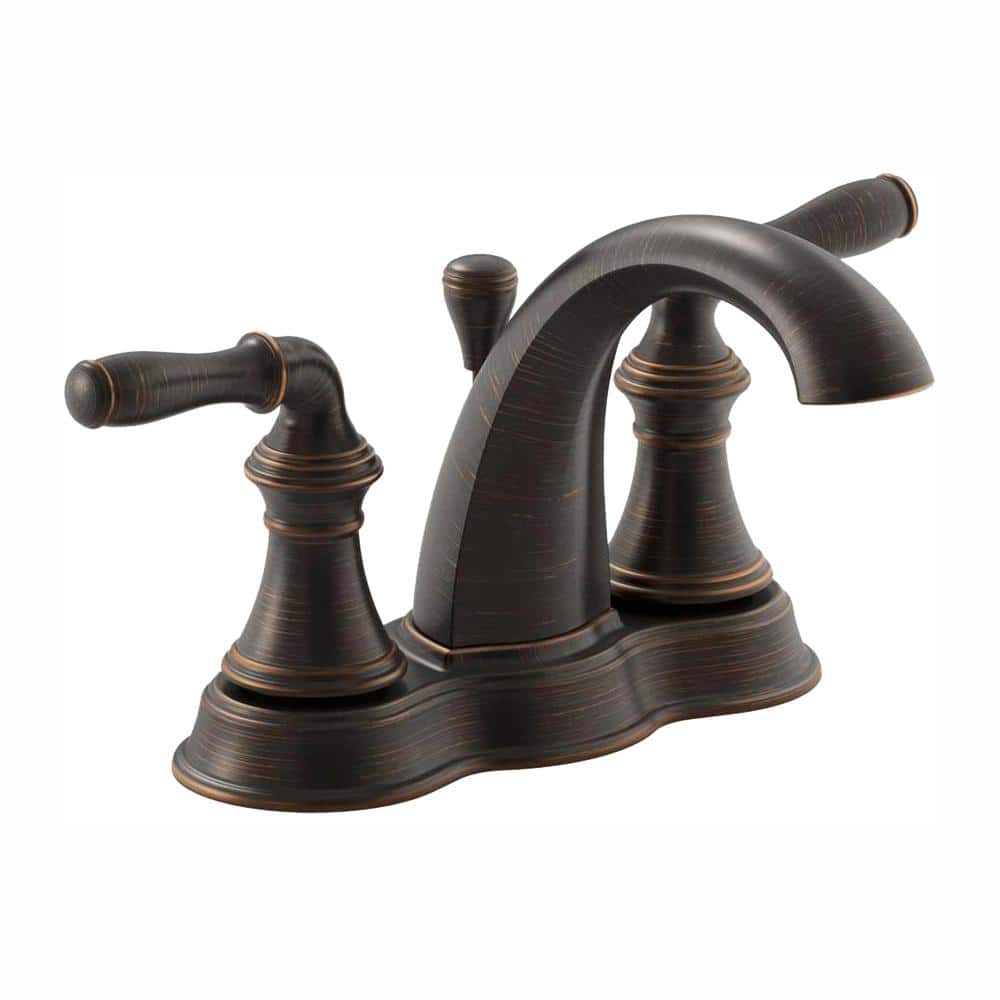 KOHLER Devonshire 4 in. Centerset 2Handle MidArc WaterSaving Bathroom Faucet in OilRubbed