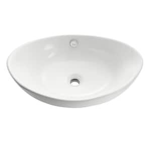 ANZZI Luna Series 19 in. Ceramic Drop-In Oval Bathroom Sink Basin