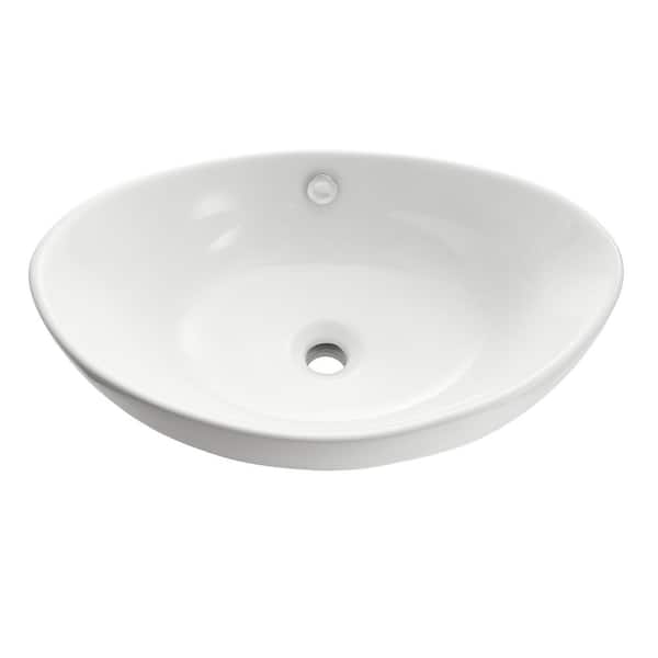 Verona Series 23 in. Ceramic Oval Vessel Bathroom Sink Basin in White