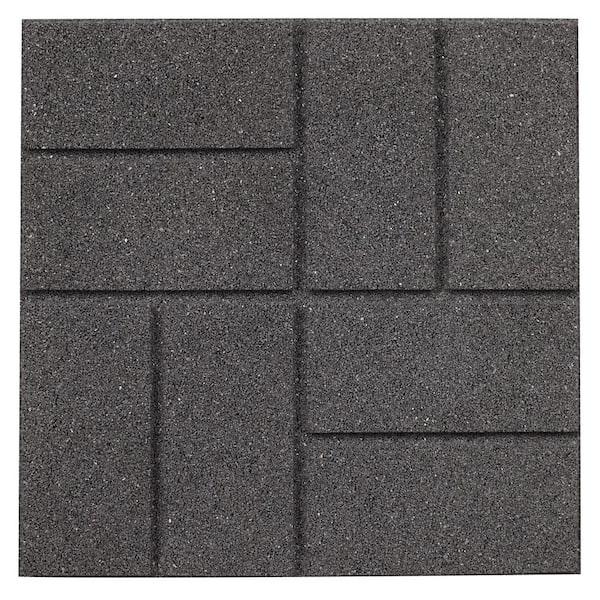 Pavés Caoutchouc Double Face 16x16 Po - Noir/gris - Lot De 9
