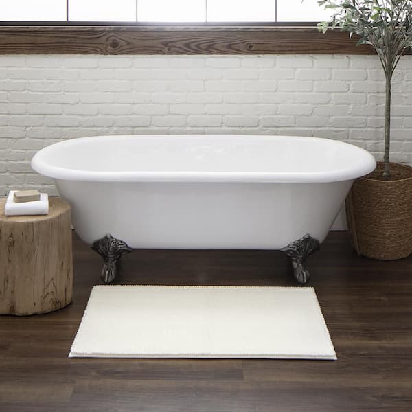Homespun Noodle 17 in. x 24 in. Artic White Polyester Machine Washable Bath Mat