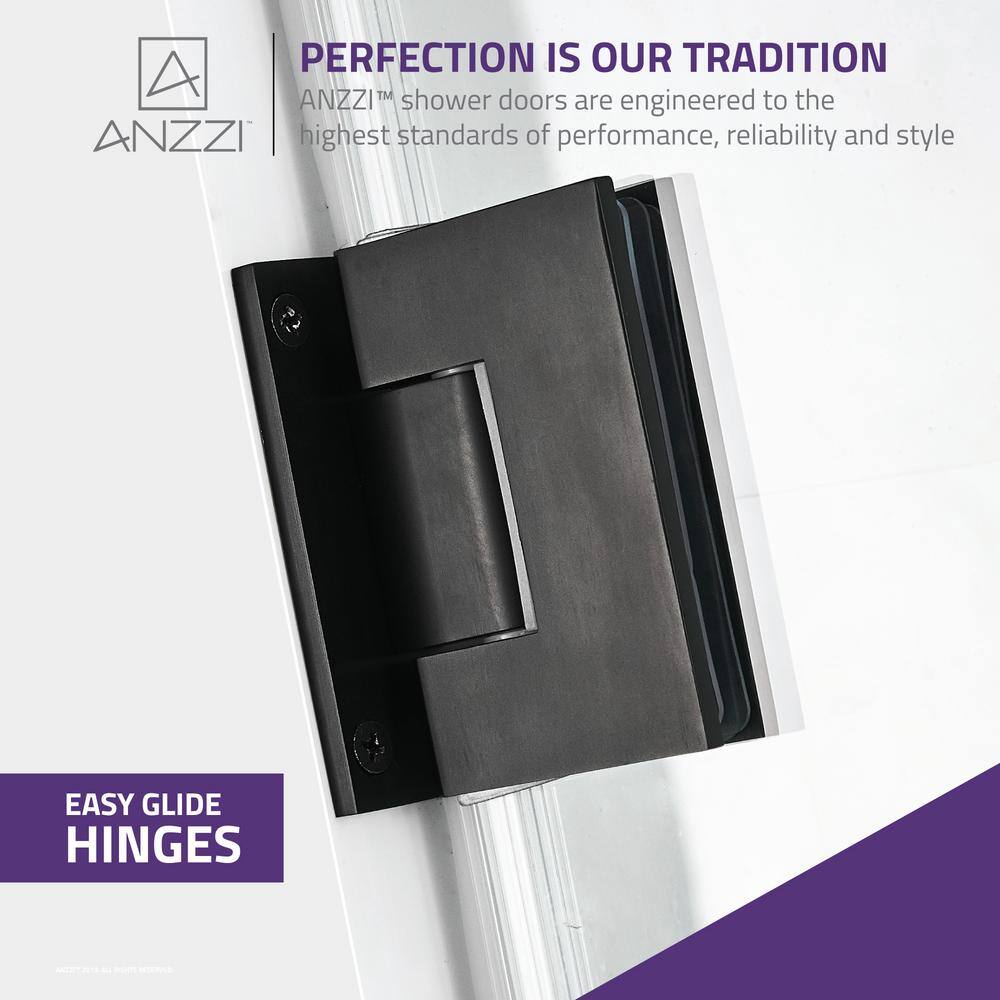 Matte Black 30" x 72" Frameless Hinged Shower Door