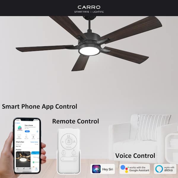 Apex 56 in. Dimmable LED Indoor/Outdoor Black Smart Ceiling Fan, with Light and Remote, Works with Alexa/Google Home
