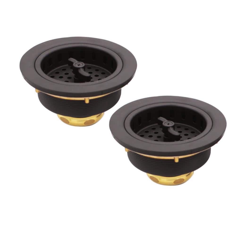 Westbrass Wing Nut Style Large Kitchen Sink Basket Strainer, 2 Pack, Oil Rubbed Bronze D213512