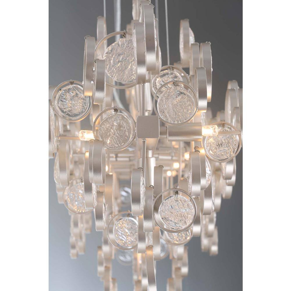 Trento 12-Light Champagne Silver Chandelier with Clear Glass