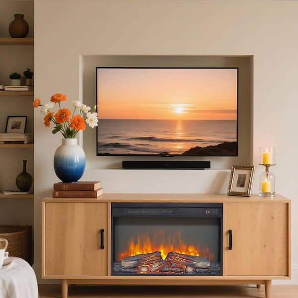 26 in. W Electric Fireplace Insert for TV Stand and Mantel with