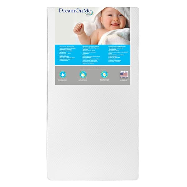 Dream On Me Lavender 6 Inch 2 in 1 Gray Foam Core Crib and Toddler Bed Mattress
