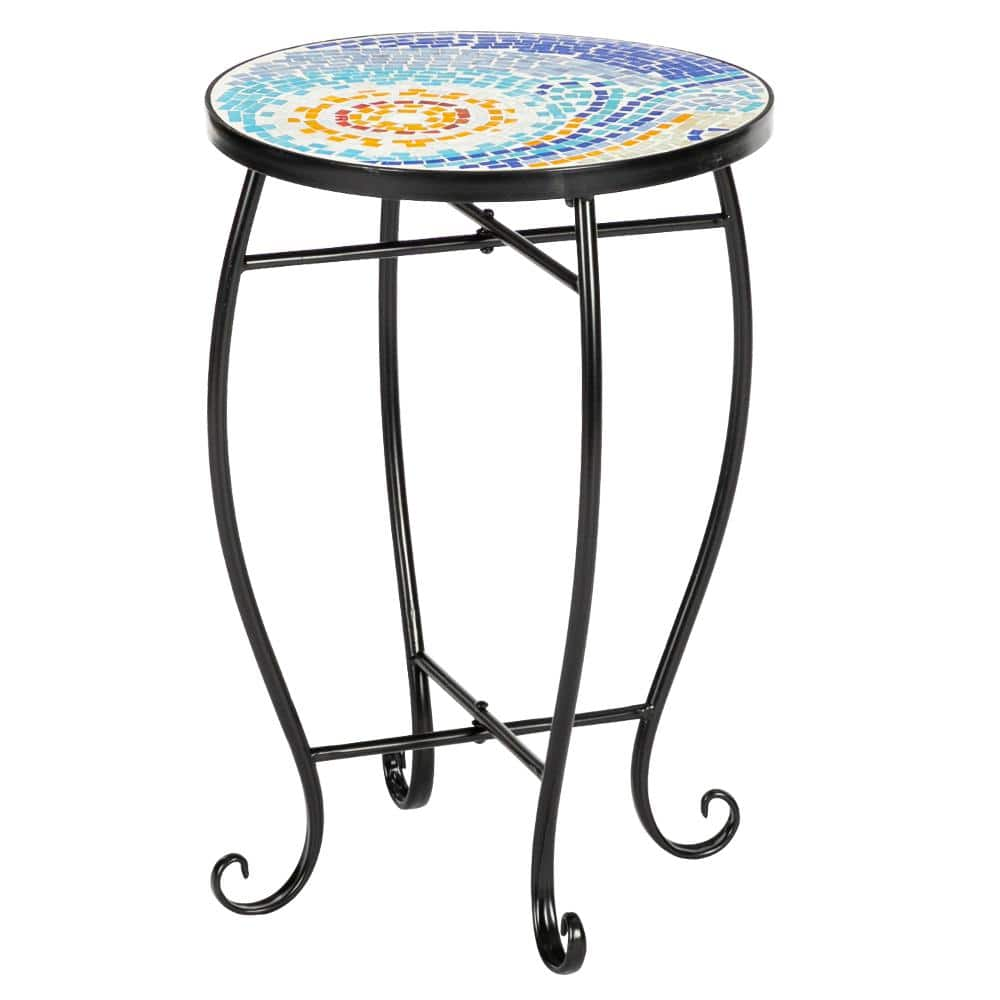 Karl home Metal and Ceramic Tile Mosaic Patio Bistro Table 765074951756 ...