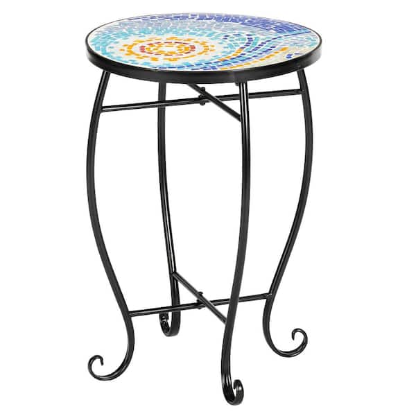 Karl home Metal and Ceramic Tile Mosaic Patio Bistro Table