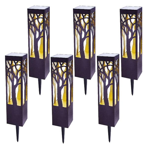 Forest Glow Solar 12 Lumens Bronze LED Square Outdoor Weather Resistant Bollard Path Light, Durable (6-Pack)