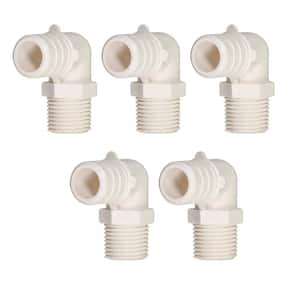 1/2 in. x 1/2 in. Plastic PEX Poly Alloy 90-Degree Elbow PEX x MPT Barb Pipe Fitting (5-Pack)