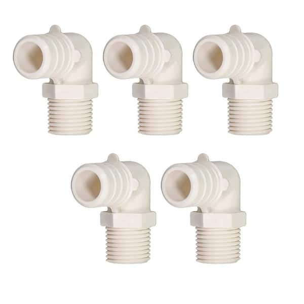 The Plumber's Choice 1/2 in. x 3/8 in. Plastic PEX Poly Alloy 90-Degree Elbow PEX x MPT Barb Pipe Fitting (5-Pack)