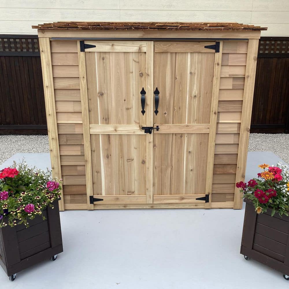 Grand Garden Chalet 6x3 Medium-Brown Wood Shed with Cedar Roof