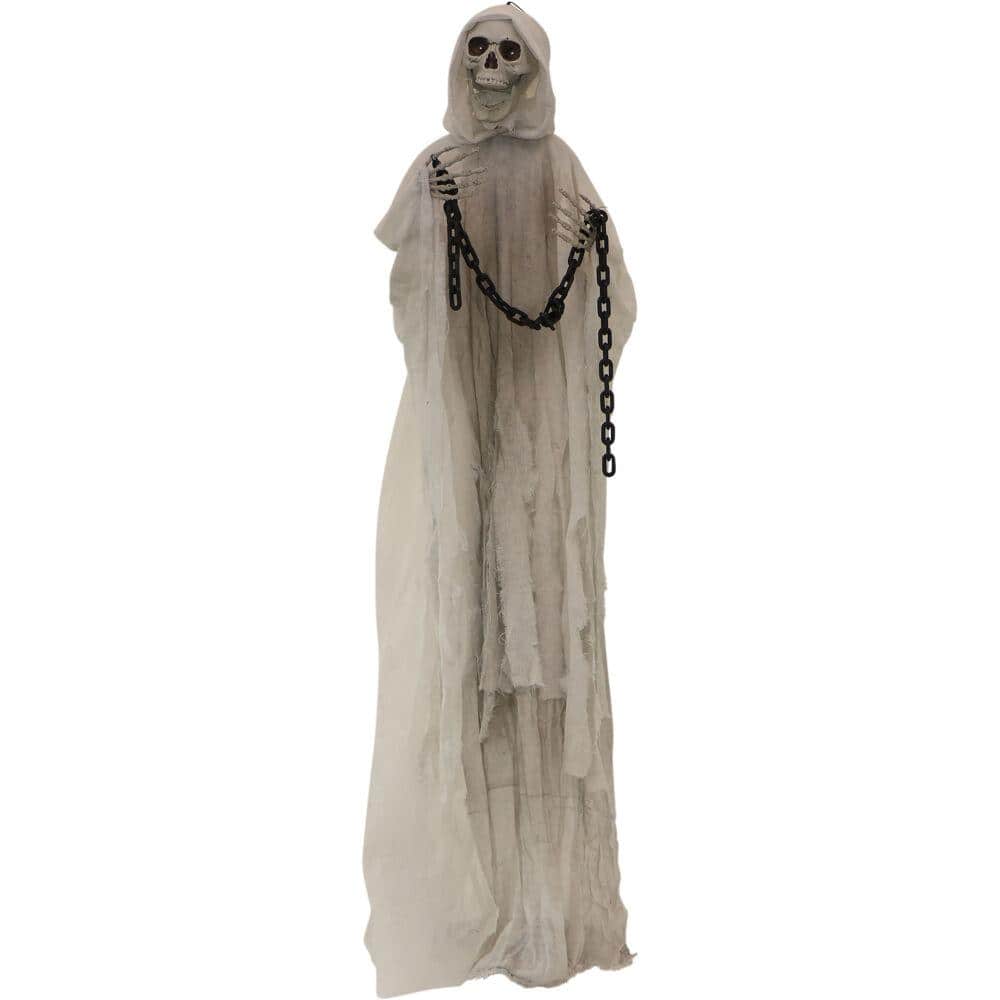 Haunted Hill Farm 75 in. Battery Operated Poseable Animated Reaper with ...