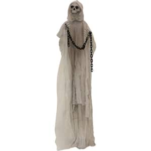 75 in. Battery Operated Poseable Animated Reaper with Red LED Eyes Halloween Prop