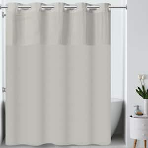 Hookless HBH43MYS01 White Madison Shower Curtain with Matching Flat Flex-On  Rings, Weighted Corner Magnets, and Poly-Voile Translucent Window - 71 x