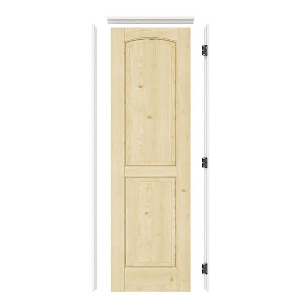 24 in. x 80 in. 2-Panel Left Solid Core Unfinished Pine Wood Single Interior Door with Quick Assemble Jamb
