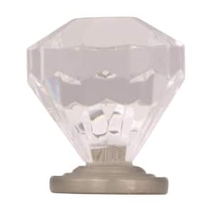 Traditional Classics 1-1/4 in. (32mm) Traditional Clear/Satin Nickel Geometric Cabinet Knob