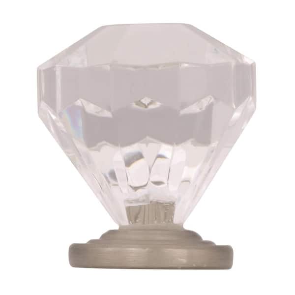 Traditional Classics 1-1/4 in. (32mm) Traditional Clear/Satin Nickel Geometric Cabinet Knob