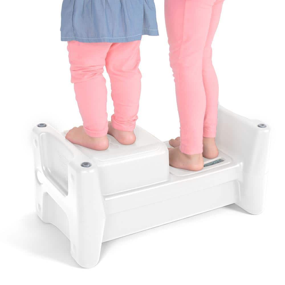 White Lightweight Plastic 2-Step Sibling Step Stool