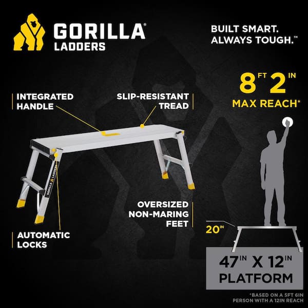 4 ft. x 12 in. x 20 in. Aluminum Slim-Fold Work Platform, 300 lbs. Load Capacity