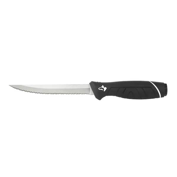 Husky 6 in. Stainless Steel Serrated Fixed Blade Knife with Sheath
