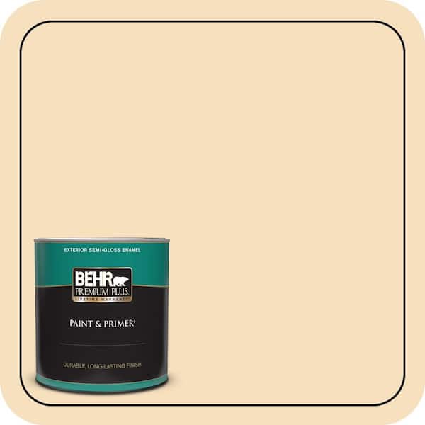 BEHR PREMIUM PLUS 1 qt. #310E-2 Stable Hay Semi-Gloss Enamel Exterior Paint & Primer