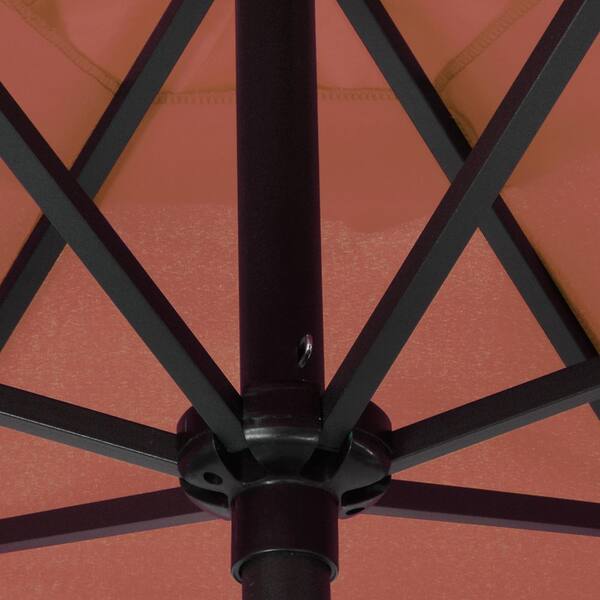 7.5 ft steel market patio umbrella in trellis chili ABCCANOPY Outdoor 8 Ribs for Pool 7.5FT, 9FT, 10FT 9FT / Dark Gray supported by 6 powder steel umbrella bones Steel Triple Vent Market Patio