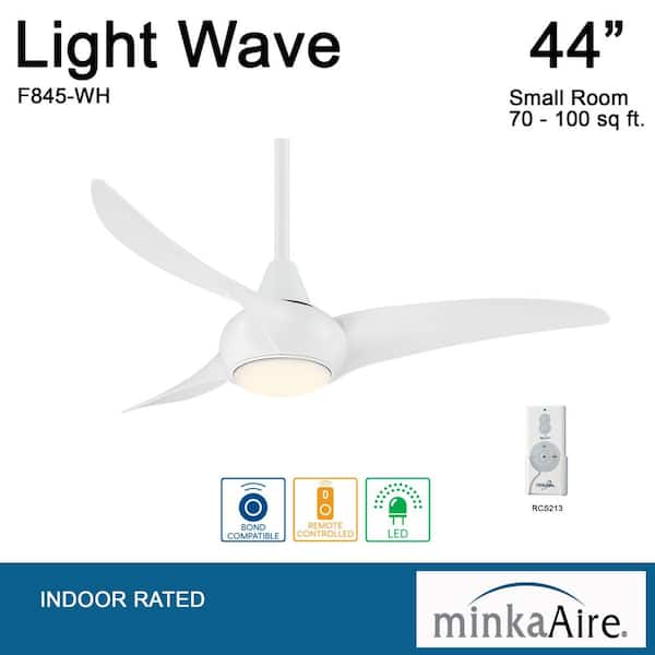 MINKA-AIRE Light Wave 44 in. LED Indoor White Ceiling Fan with 