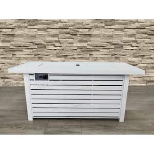 L 24 in. x W 22 in. x H 24 in. Propane Outdoor Patio Stainless Steel Push Button Fire Pit Table with Protector, White