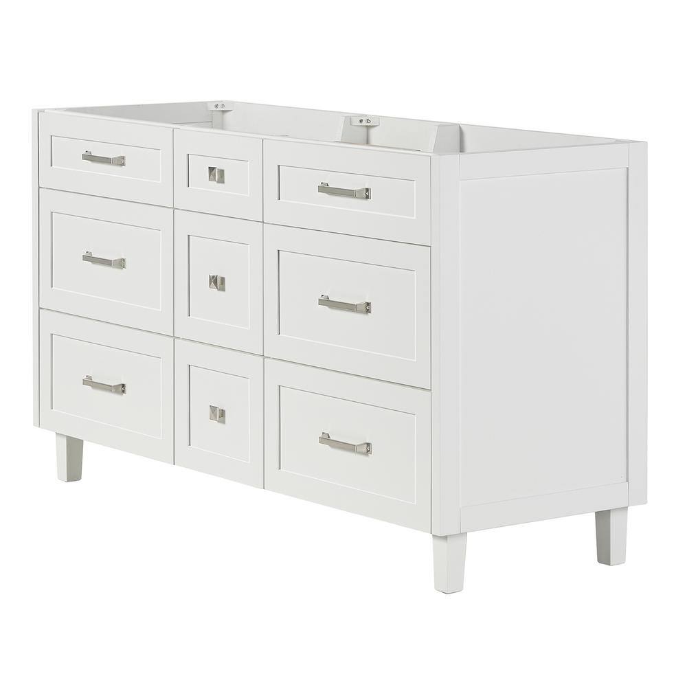 Monroe 60" White Solid Wood Double Sink Freestanding Vanity