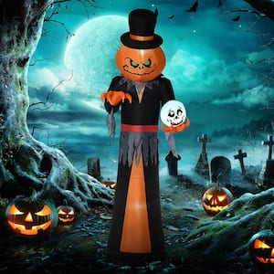 12 ft. LED Pumpkin Reaper with Skeleton Skull Halloween Inflatable