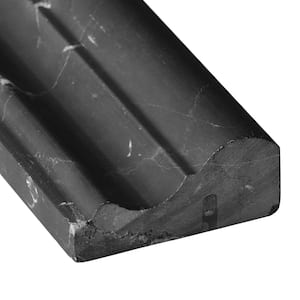 Blackout Nero Marquina 2 in. x 12 in. Honed Marble Chair Rail Liner Tile Trim