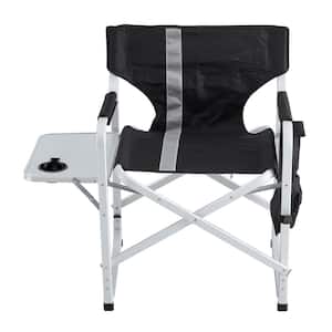 Gray Aluminum Outdoor Camping Folding Chairs Set with Table (Set of 3)