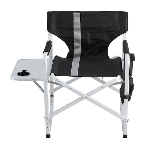 Cesicia Gray Aluminum Outdoor Camping Folding Chairs Set with Table (Set of 3)