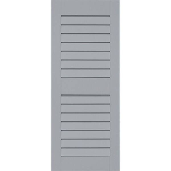 Home Fashion Technologies Plantation 14 in. x 35 in. Solid Wood Louvered Shutters Pair Behr Iron Wood