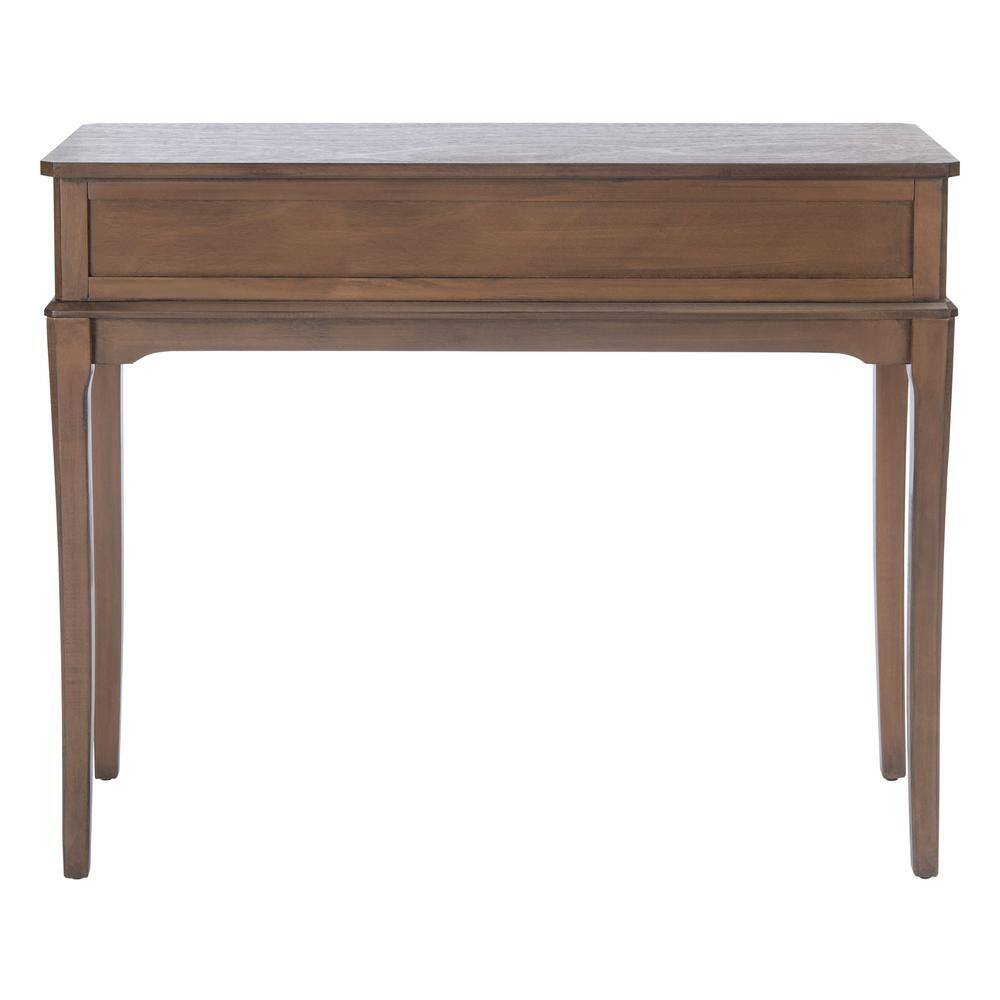 Modern Farmhouse Chic Brown Wood and Metal 2-Drawer Console Table