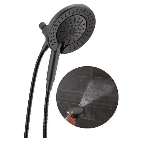 In2ition w/ Cleaning Spray 6-Spray Dual Wall Mount Fixed and Handheld Shower Head 1.75 GPM in Matte Black