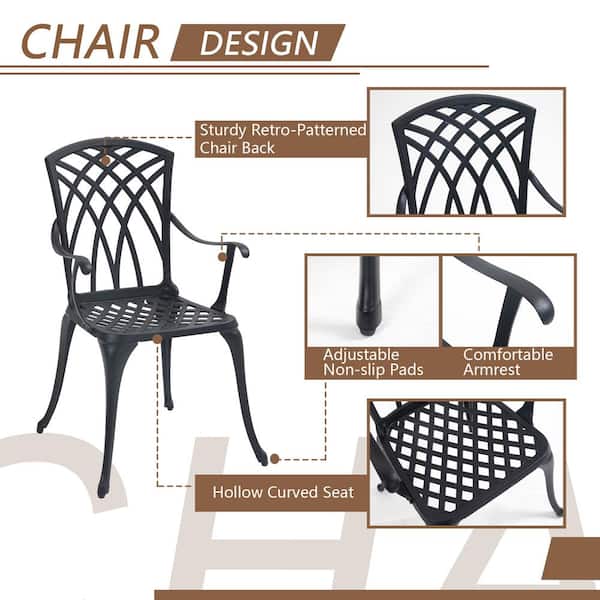 Zeus & Ruta 3-Piece Black Cast Aluminum Outdoor Bistro Set