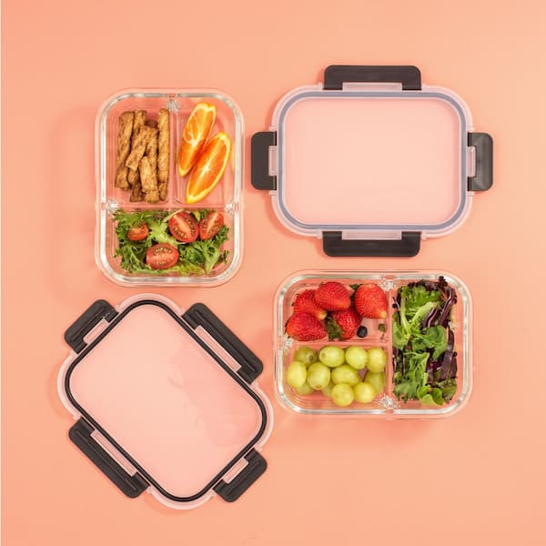 JoyJolt 3-Sectional Storage Containers, Black-Set of 5