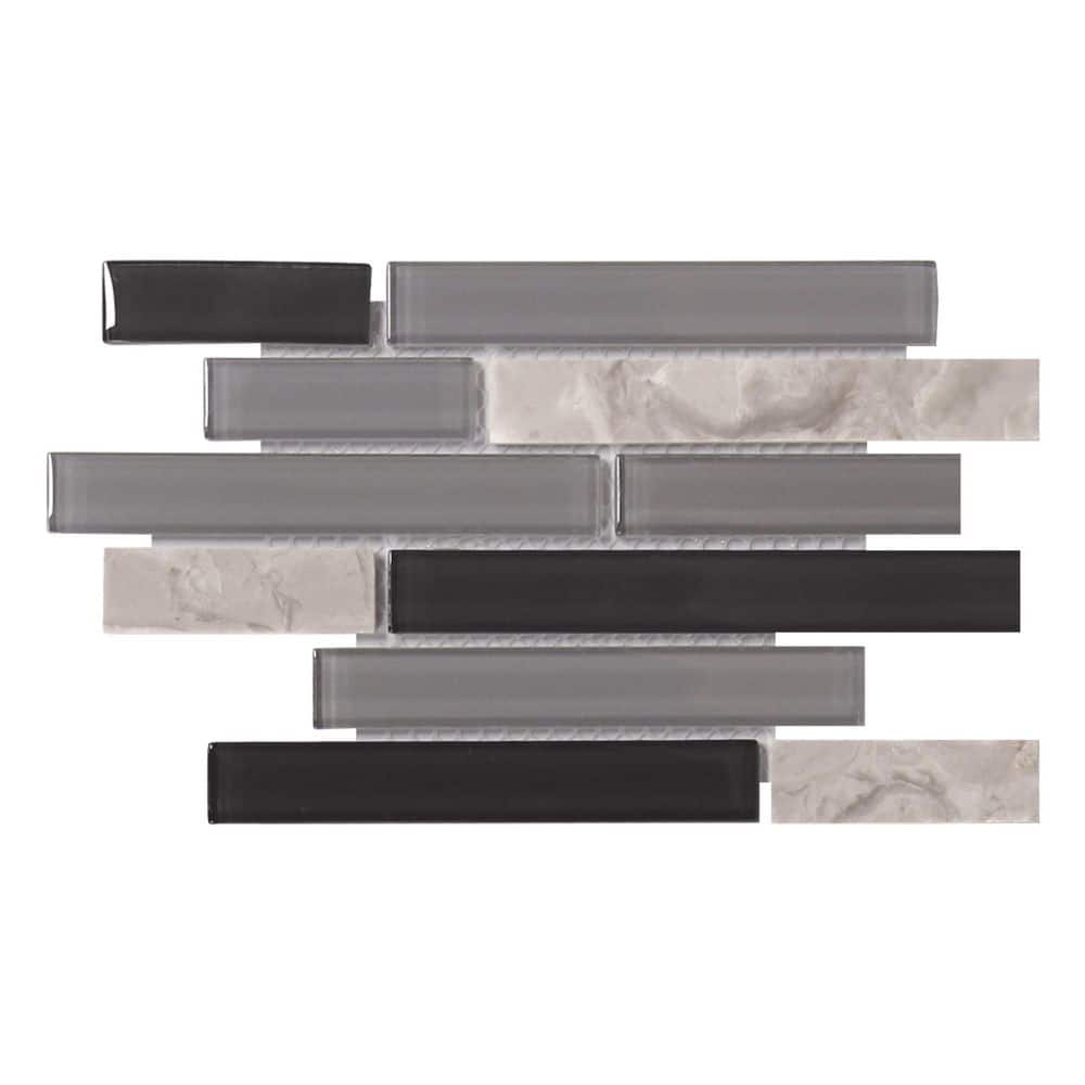 Gray and Black Interlocking 6 in. x 6 in. Mosaic Glossy Glass & Stone Mixed Wall Mosaic Tile (0.25 sq. ft. /Case) price history on PriceWatchPro