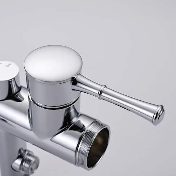 Single-Handle Floor Mount Freestanding Tub Faucet Bathtub Filler with Hand Shower in Chrome