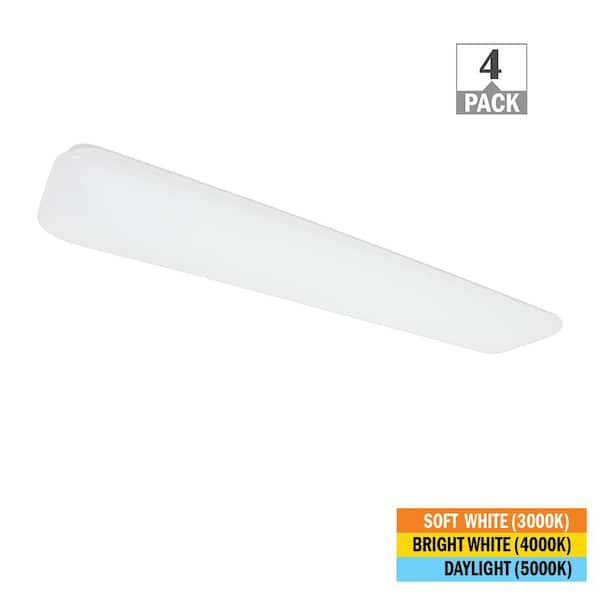 Commercial Electric 48 in. x 10 in. Classic White LED Flush Mount Closet Light 3200 Lumens 40-Watt Adjustable CCT Kitchen Light (4-Pack)